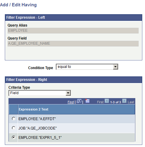 Add/Edit Having page for Composite Query