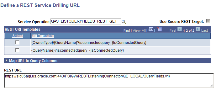 Define a REST Service Drilling URL page