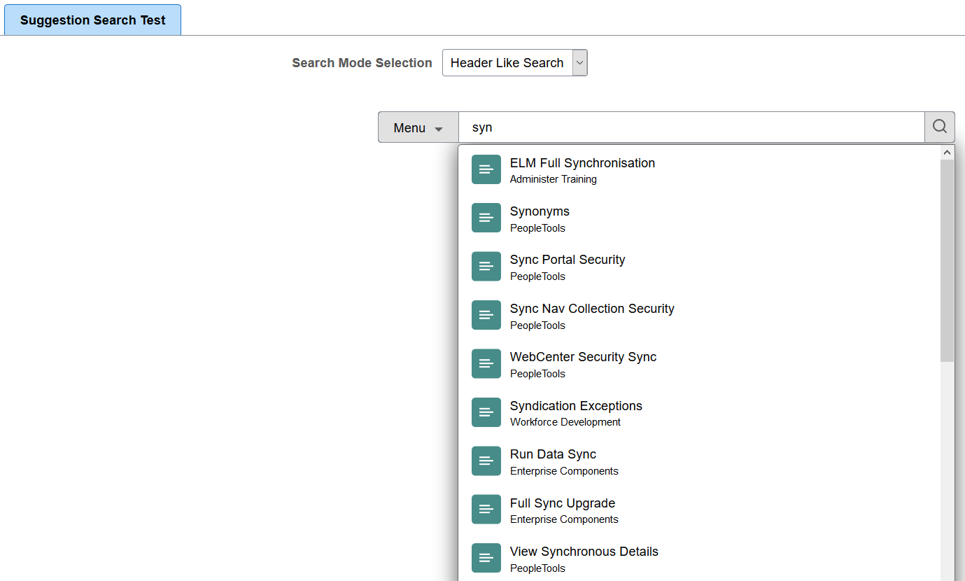 Suggestion Search Test page