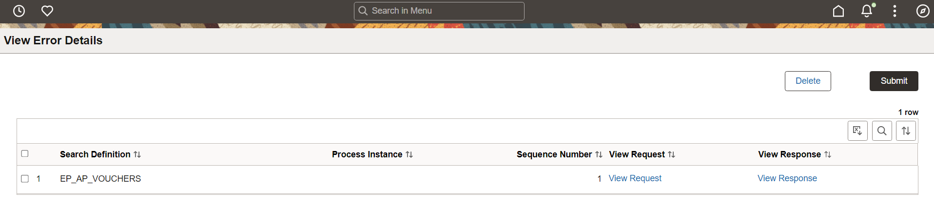 View Error Details page