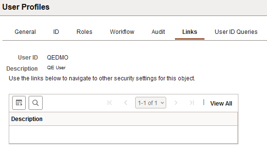 User Profiles - Links page