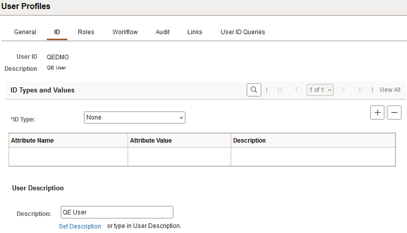 User Profiles - ID page