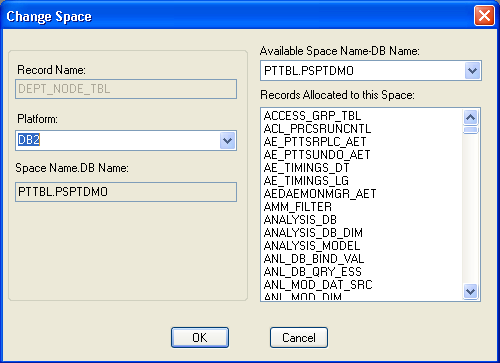 Change Space dialog box