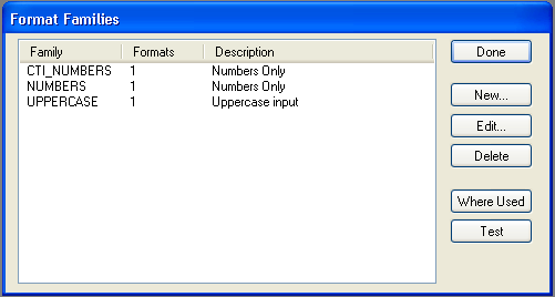 Format Families dialog box