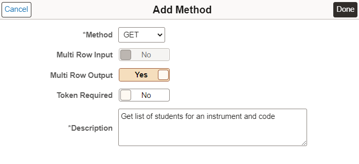 Add Method page for Provider Application Service