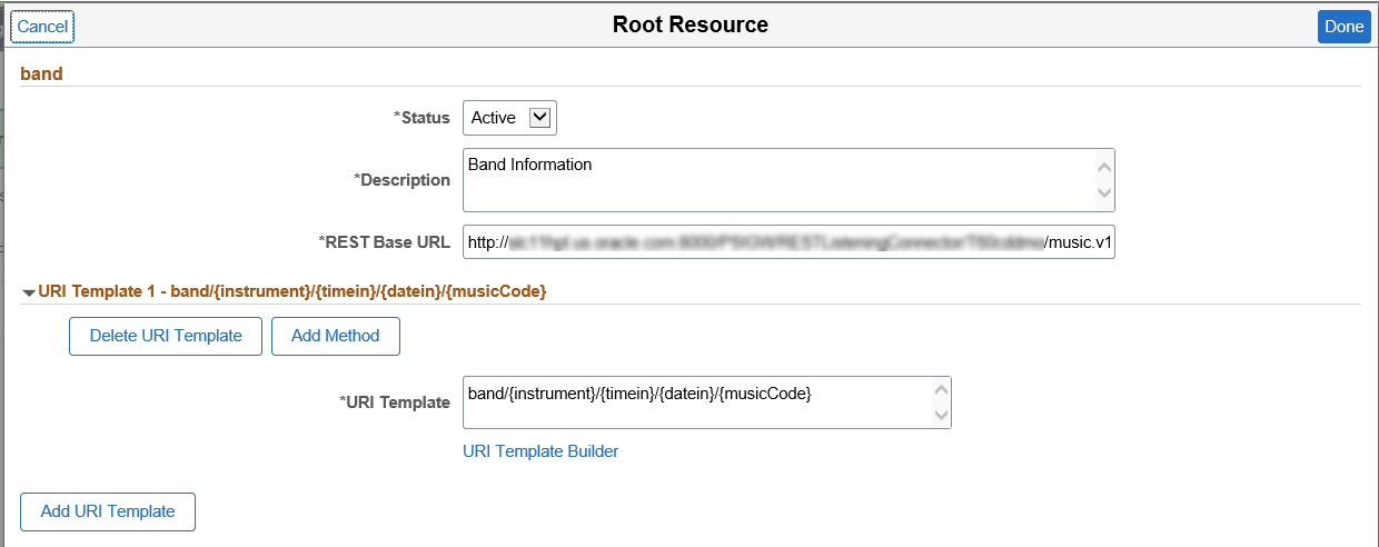 Root Resource page with URI Template