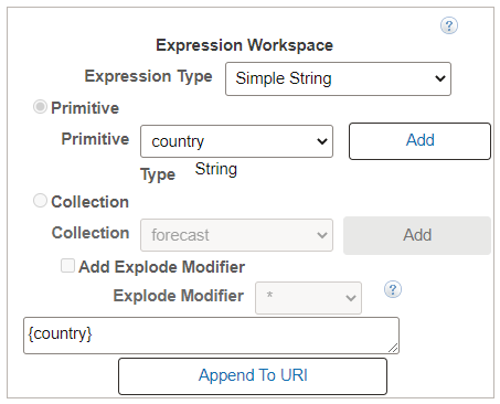 Expression Workspace for adding a primitive
