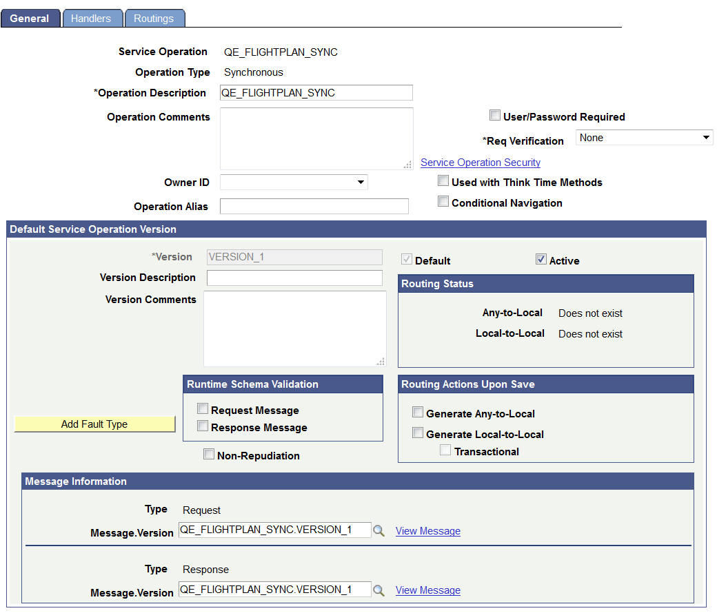 Service Operations - General page