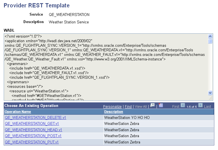 Provider REST Template page