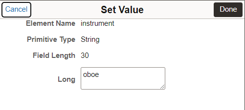 Set Value page