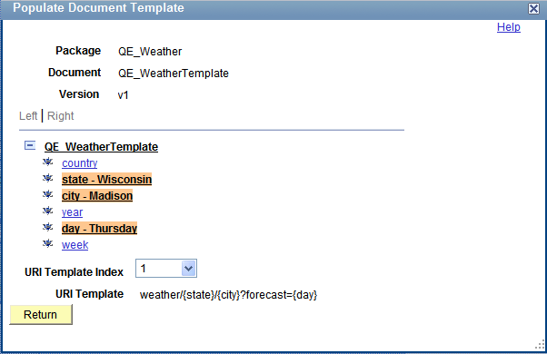 Populate Document Template page