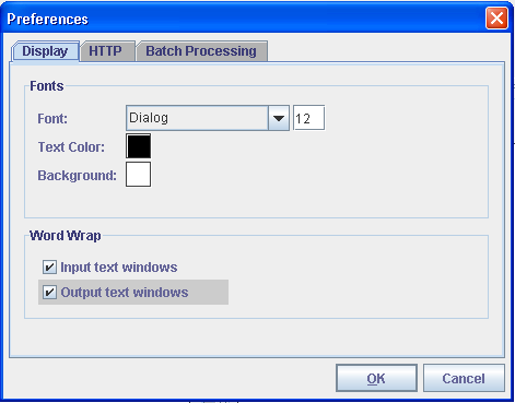 Preferences - HTTP page