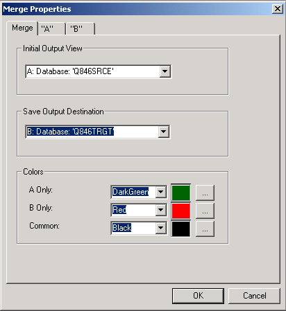 Merge Properties dialog box: Merge tab