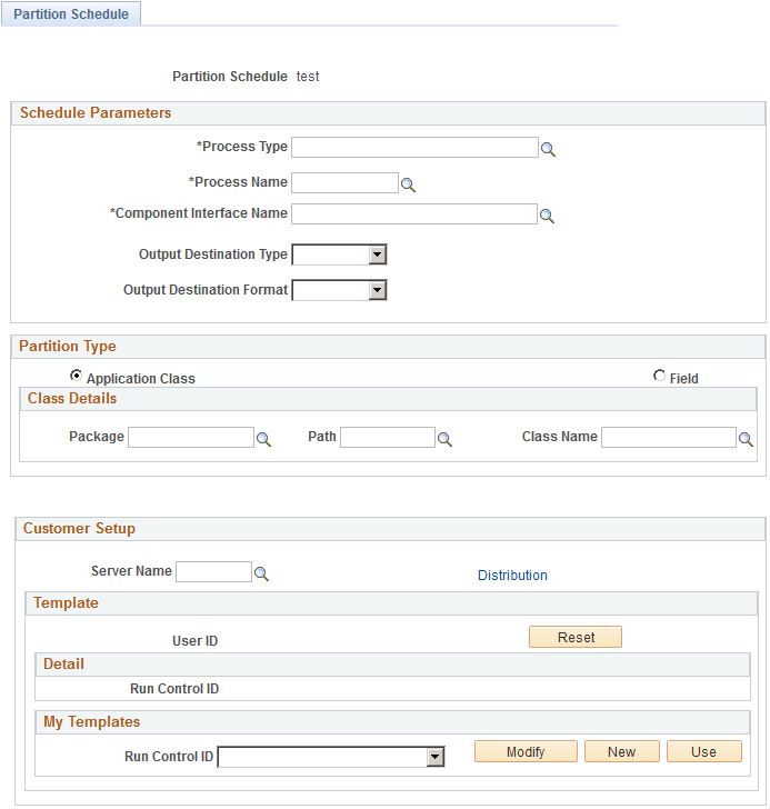 Partition Schedule page