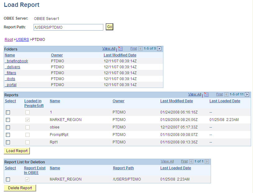 OBIEE Load Report page