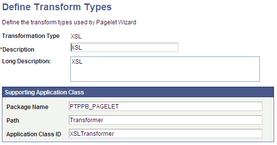 Define Transform Types page