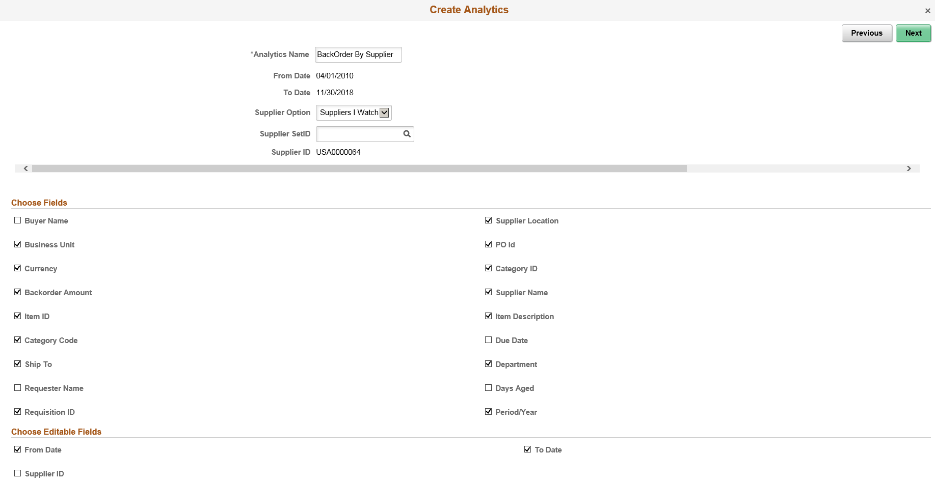 Create Analytics Step 2 with Runtime Prompts