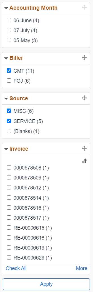 Multi-Filter Selection