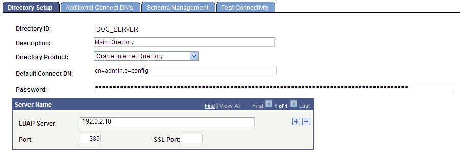 Configure Directory - Directory Setup page