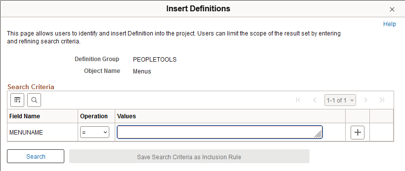 Insert Definitions page