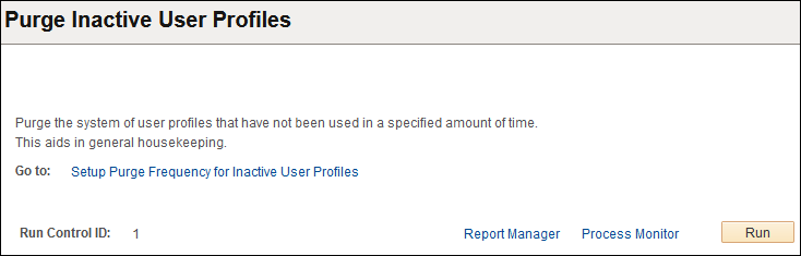 Purge Inactive User Profiles page
