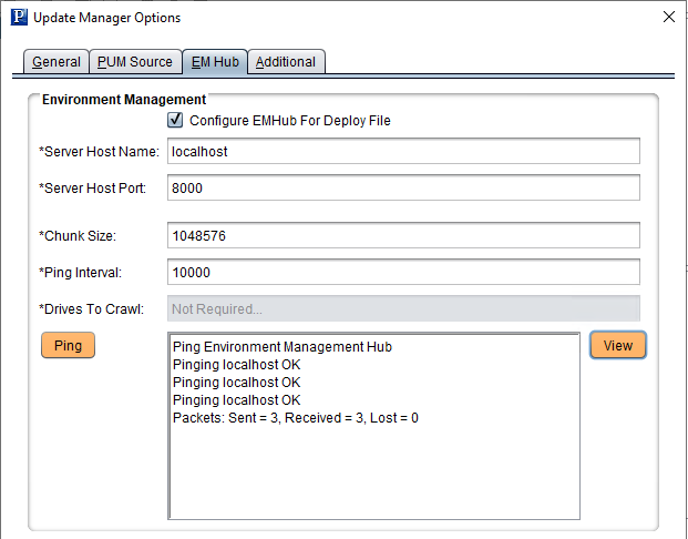 Change Assistant- EM Hub Options page