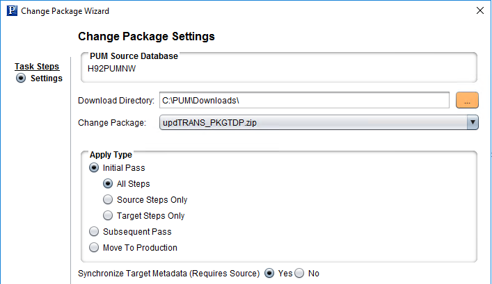 Change Package Settings