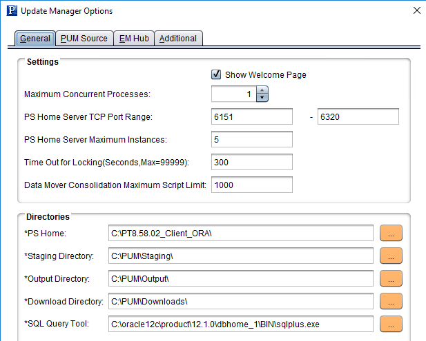 General Options page