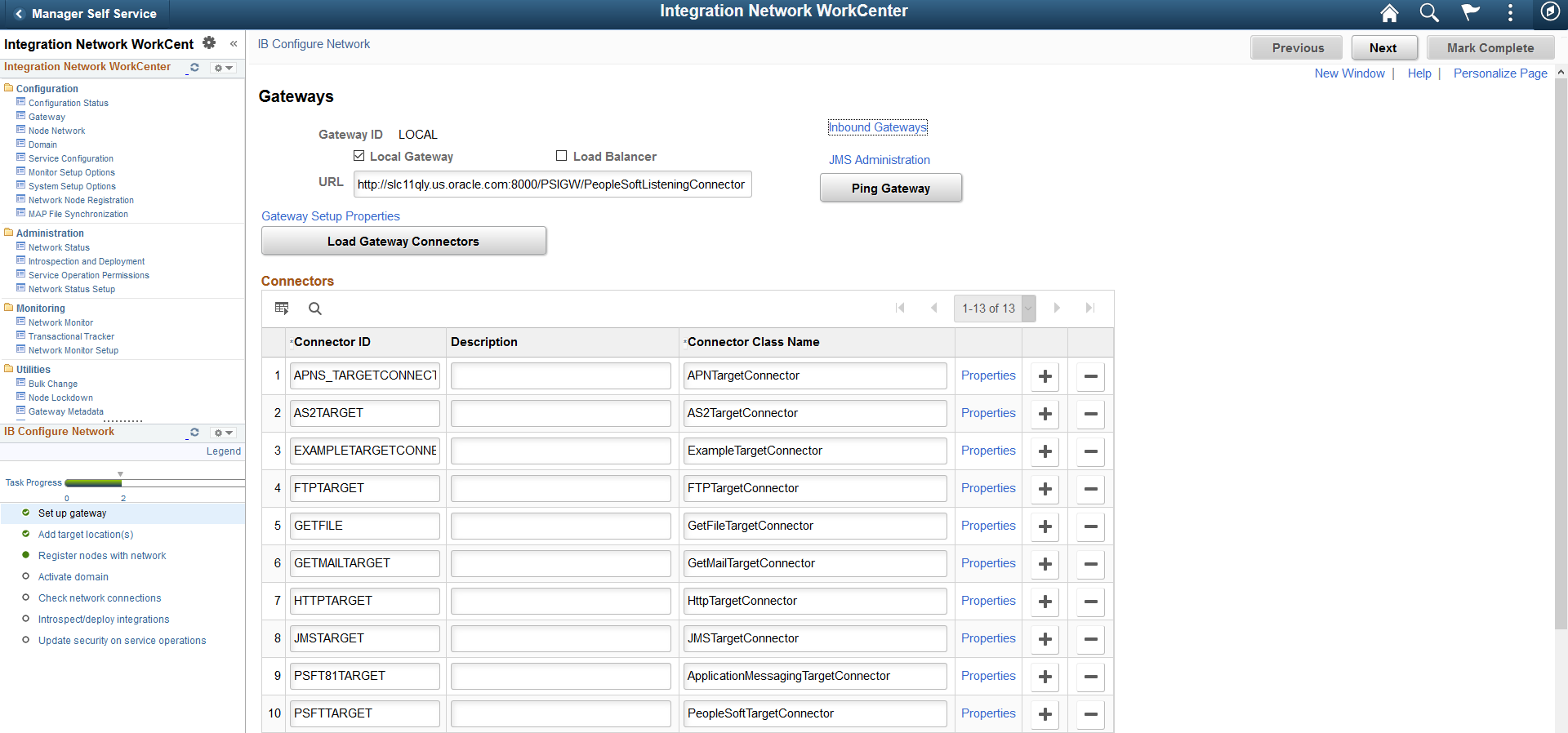 IB Configure Network activity guide with completed tasks