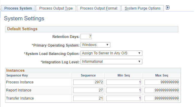 System Settings page
