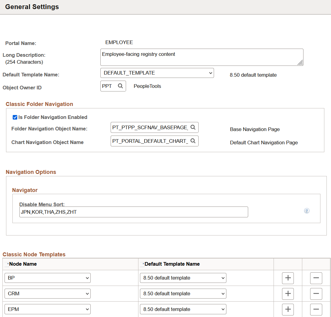 General Settings page