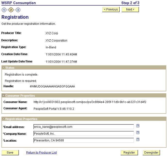 Registration page
