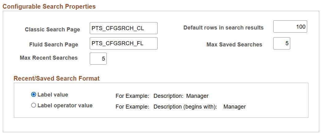 PeopleTools Options page: Configurable Search Properties