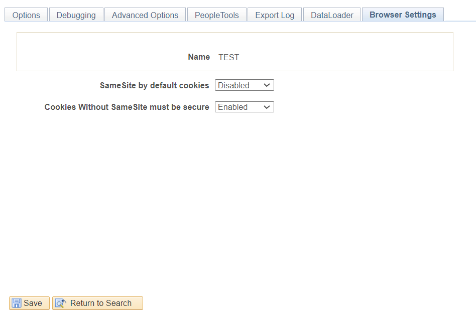 Define Runtime Options- Browser Settings page
