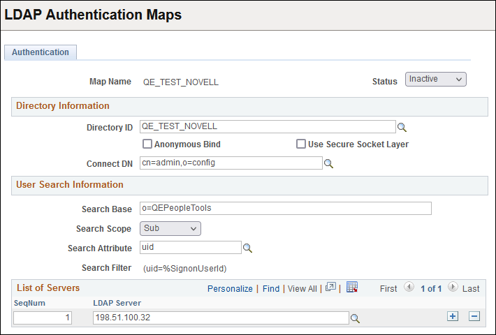 Authentication page