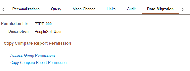 Permission Lists - Data Migration page