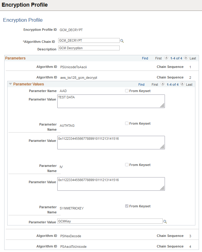 Encryption Profile page