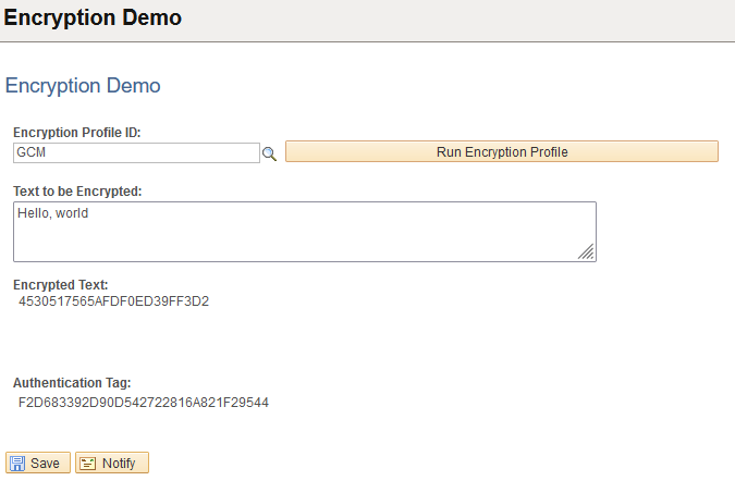 Encryption Demo page