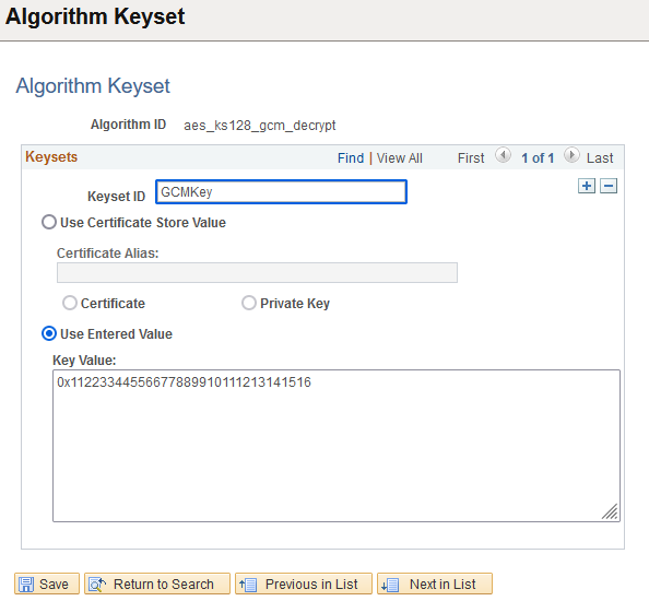Algorithm Keyset page