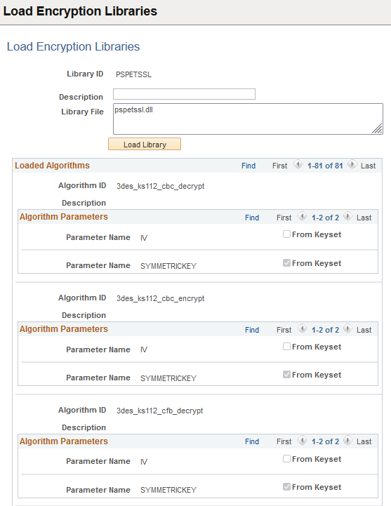 Load Encryption Libraries page
