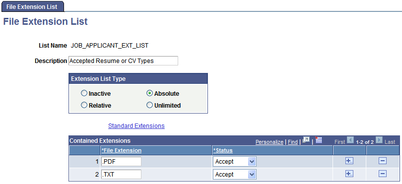 File Extension List page