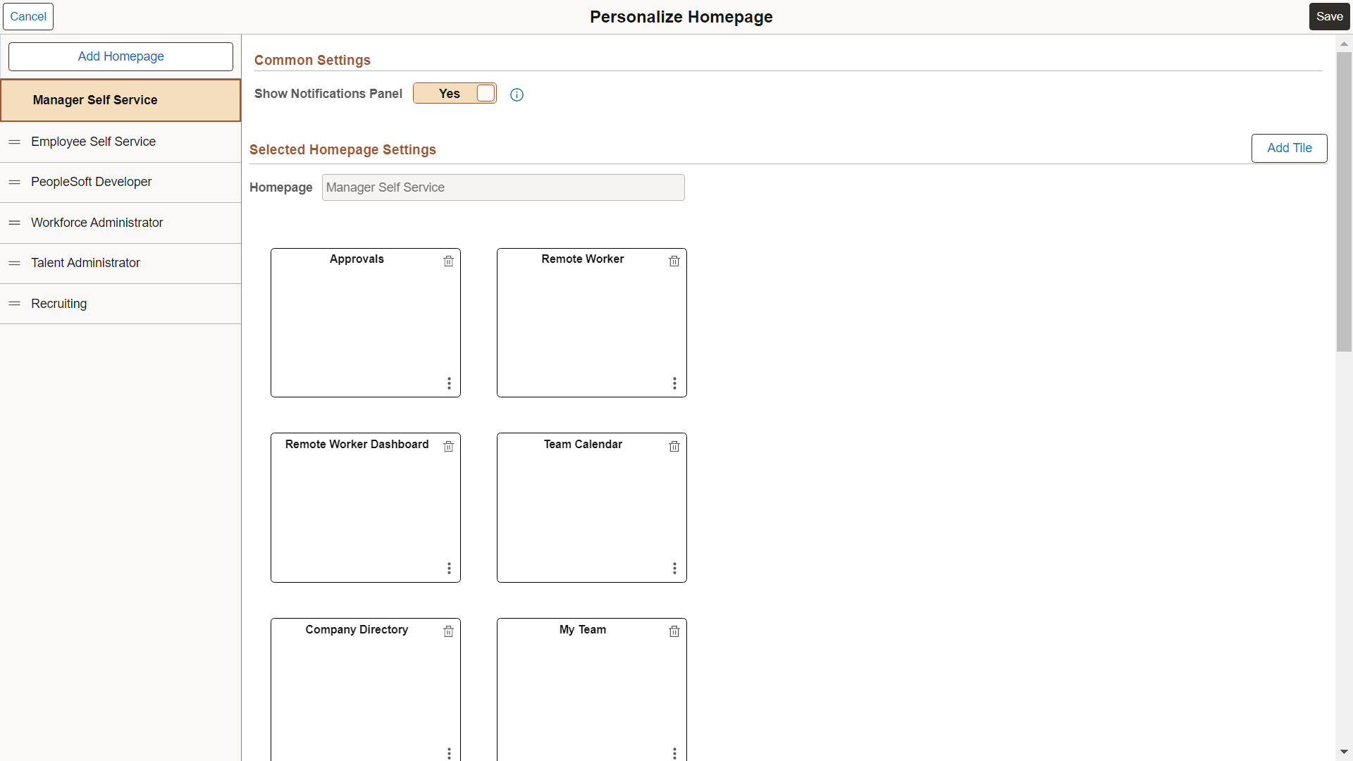 Personalize Homepage