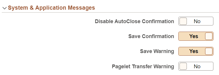 &My Preferences - General Settings: System & Application Messages