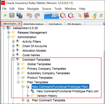 Comment Template Navigation in Admin Explorer