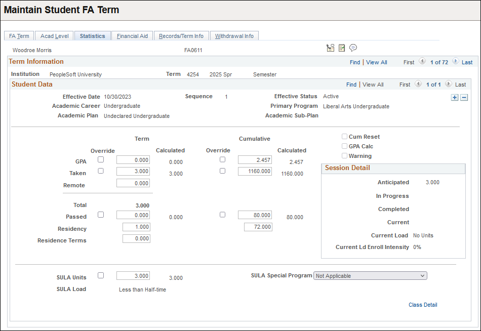 Statistics page