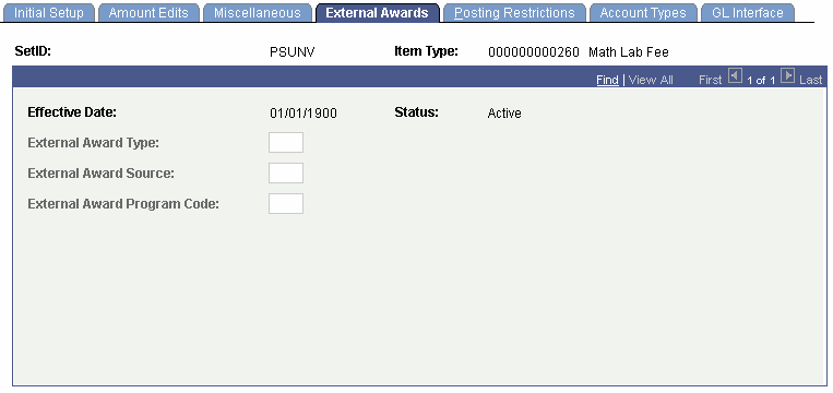 External Awards page
