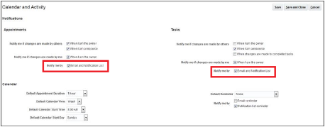 この図は、「通知方法」チェック・ボックスを示しています。