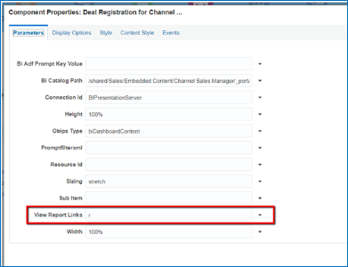 レポート・リンクの表示。