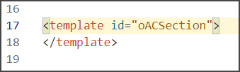 これは、Oracle Analyticsコンポーネントのプレースホルダ・コードのスクリーンショットです。