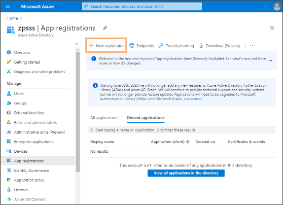 「新規登録」ボタンが強調表示された 「アプリケーション登録」ページ